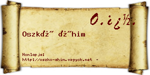 Oszkó Áhim névjegykártya